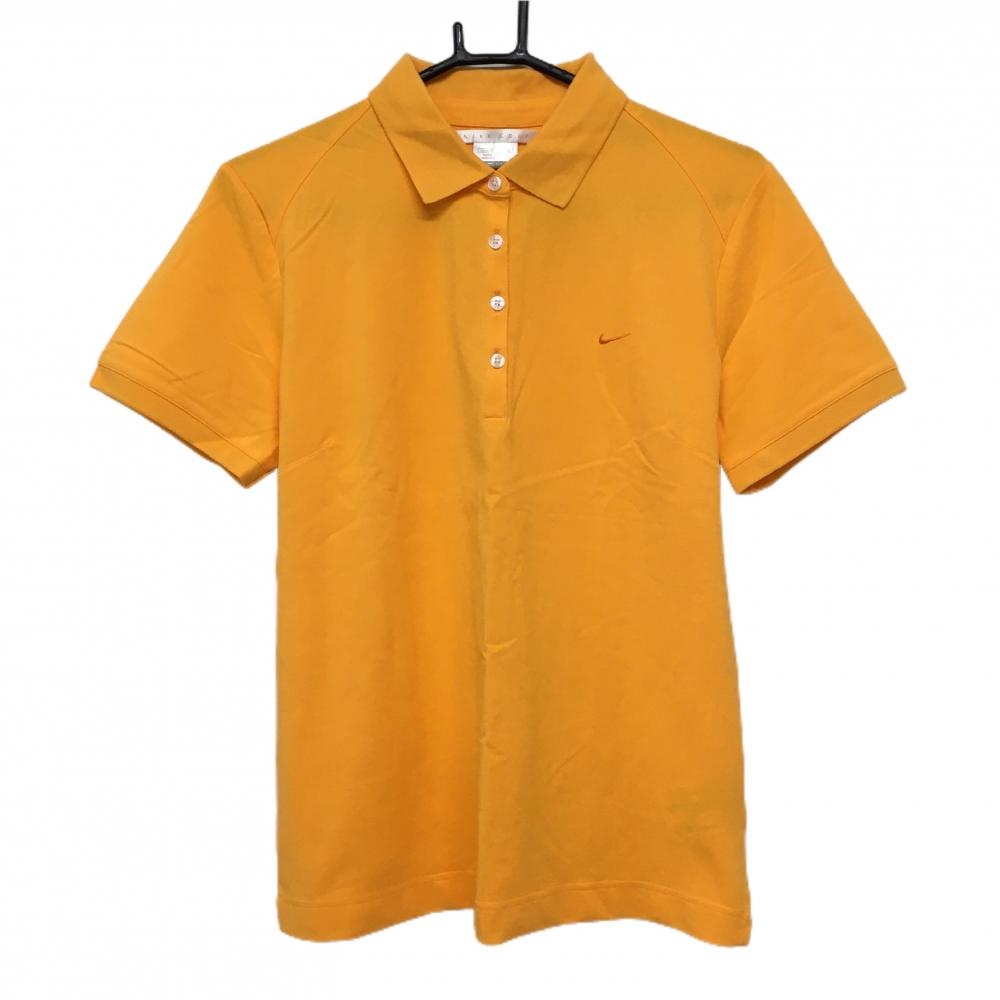 【超美品】ナイキゴルフ 半袖ポロシャツ オレンジ ロゴ刺しゅう レディース XL ゴルフウェア NIKE