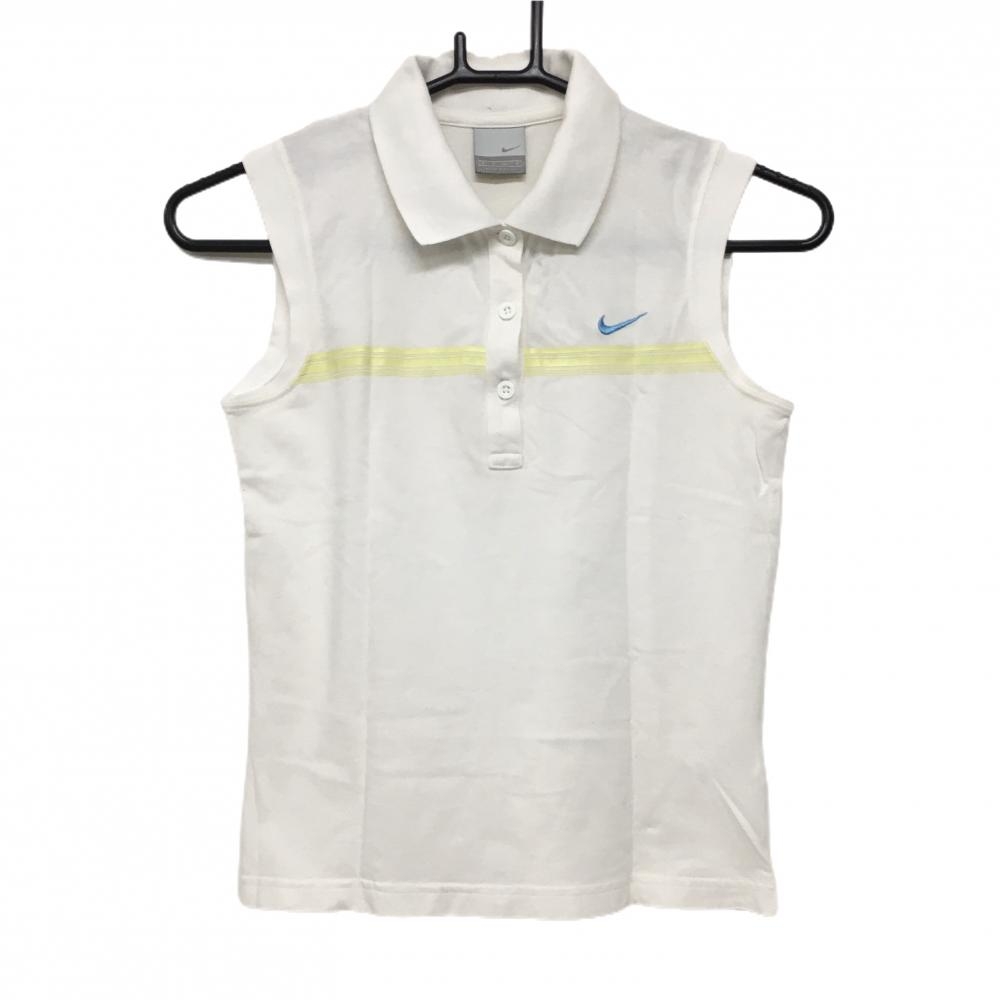 【美品】ナイキ ノースリーブポロシャツ 白 胸ライン  レディース S ゴルフウェア NIKE