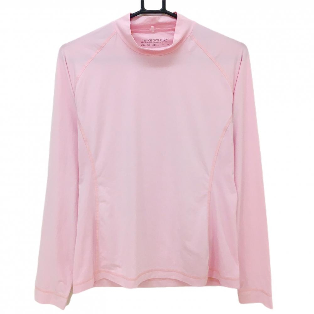 【美品】ナイキゴルフ インナーシャツ ライトピンク ネックロゴ ストレッチ レディース XL ゴルフウェア NIKE