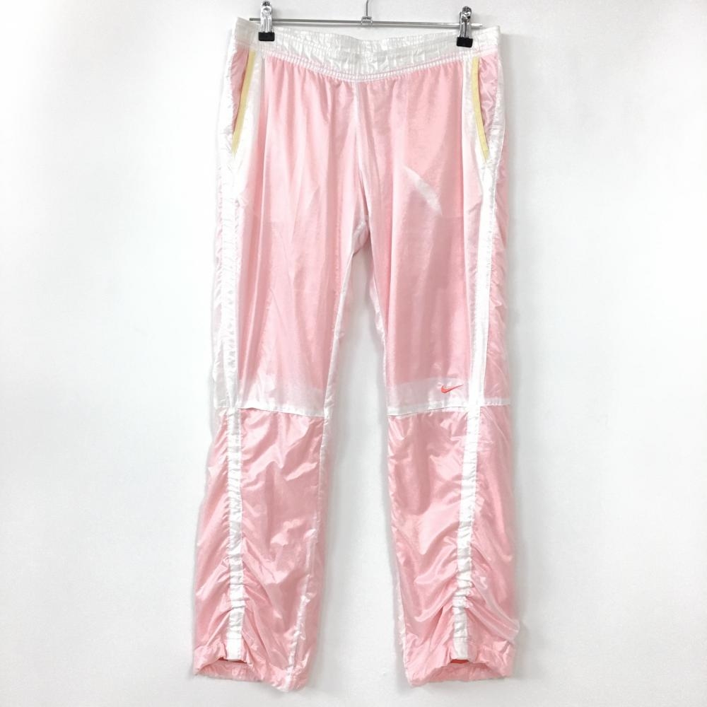 ナイキ パンツ 白×ピンク 裏地メッシュ ドローコード  レディース L ゴルフウェア NIKE