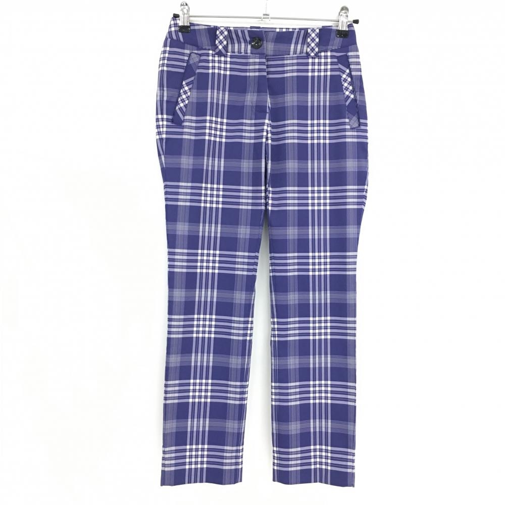 【美品】ナイキゴルフ パンツ パープル×白 チェック DRI-FI レディース 0 ゴルフウェア NIKE
