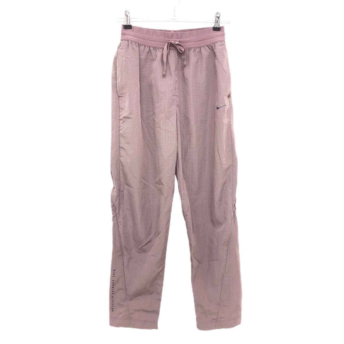 【美品】ナイキ パンツ グレーピンク×ピンク系 格子柄地模様 ウエストゴム レディース M ゴルフウェア NIKE