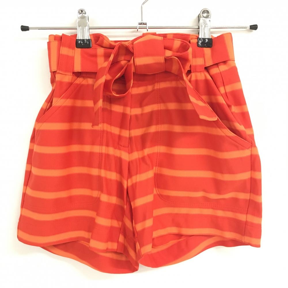 【超美品】ナイキ ショートパンツ オレンジ×レッドオレンジ ボーダー ベルト付き レディース 0 ゴルフウェア NIKE