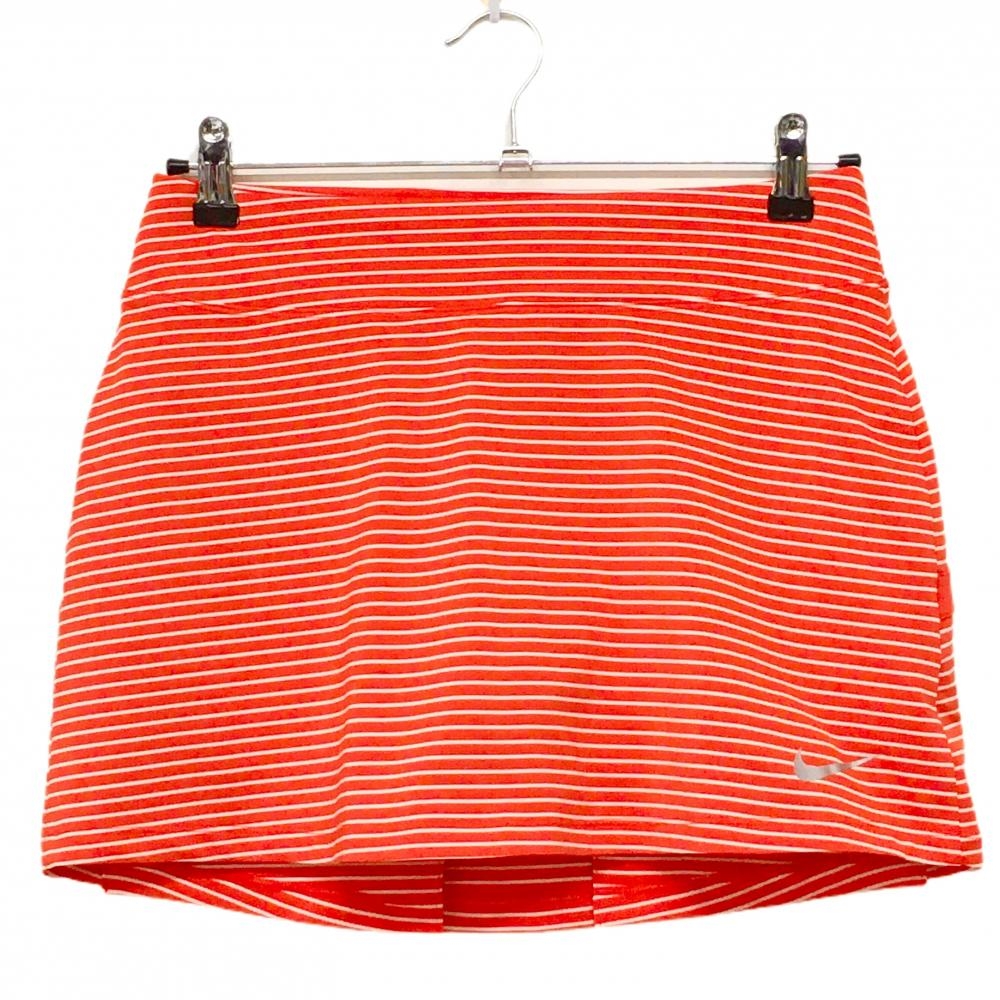 【超美品】ナイキゴルフ スカート レッド系×白 背面裾プリーツ 内側インナーパンツ DRY-FIT レディース S ゴルフウェア NIKE