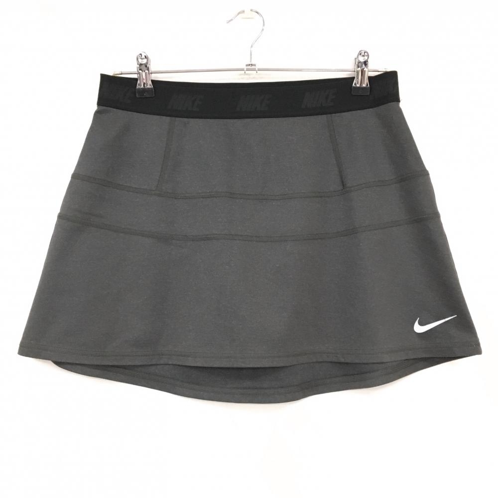 【超美品】ナイキゴルフ スカート グレー ウエストロゴゴム DRI-FIT レディース L ゴルフウェア NIKE