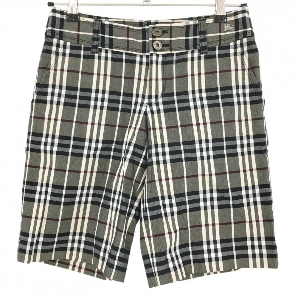 【超美品】バーバリー ハーフパンツ 黒×ベージュ チェック ストレッチ  レディース 38(M) ゴルフウェア BURBERRY GOLF