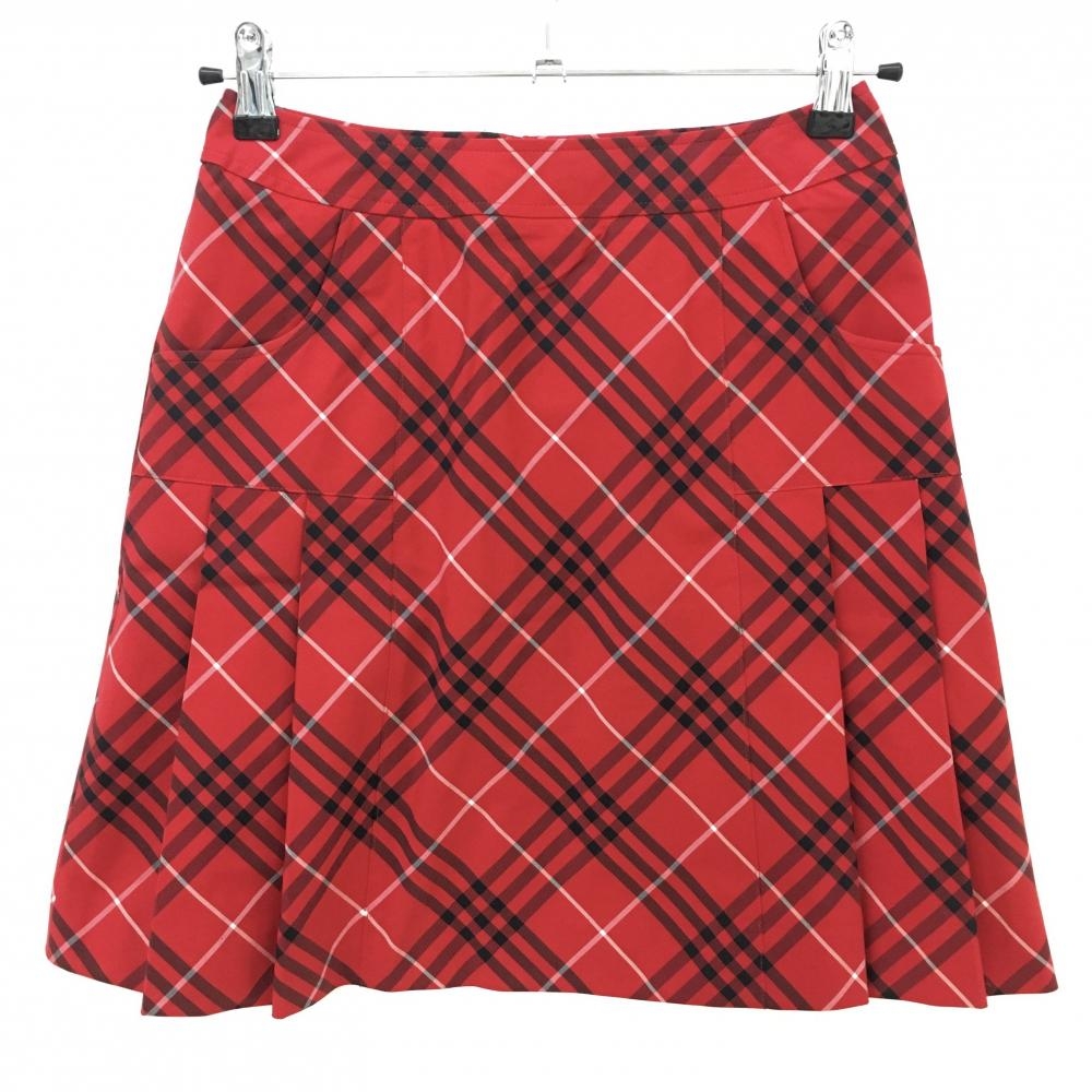 【超美品】バーバリーゴルフ スカート レッド×黒 チェック インナパンツ付 レディース 7 ゴルフウェア BURBERRY GOLF