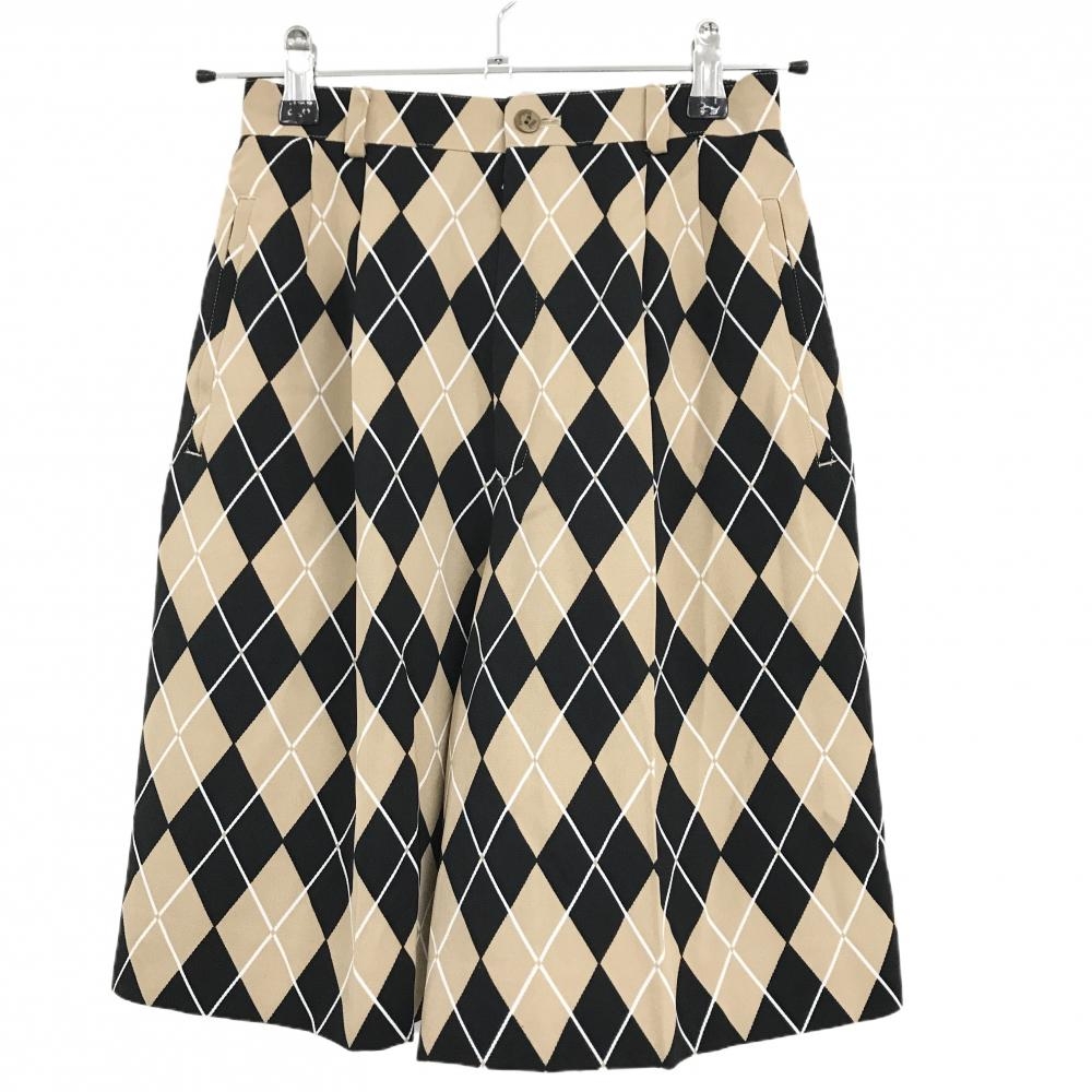 バーバリー キュロットスカート 黒×ベージュ アーガイル柄 裏地付 レディース Medium ゴルフウェア BURBERRY GOLF
