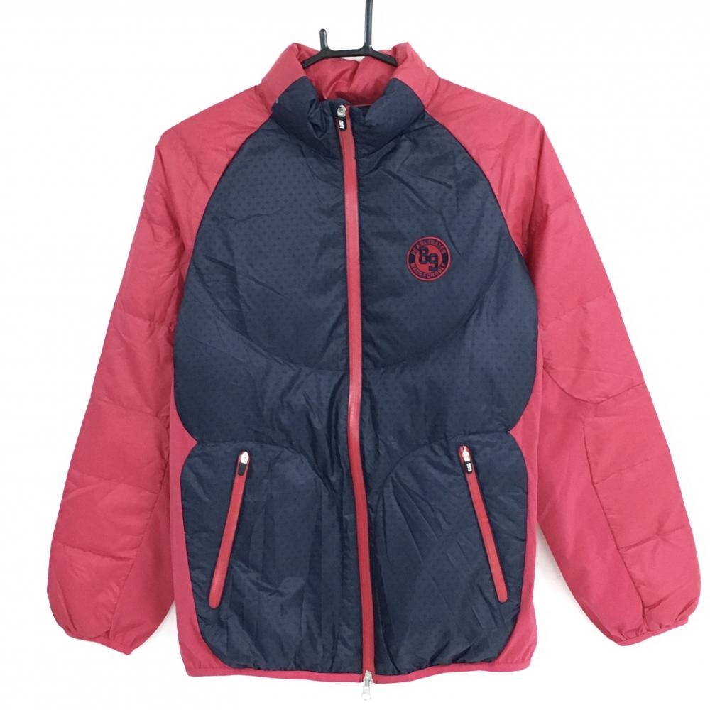 【超美品】パーリーゲイツ ダウンジャケット ネイビー×ピンク 身頃総柄 軽量  レディース 1(M) ゴルフウェア PEARLY GATES