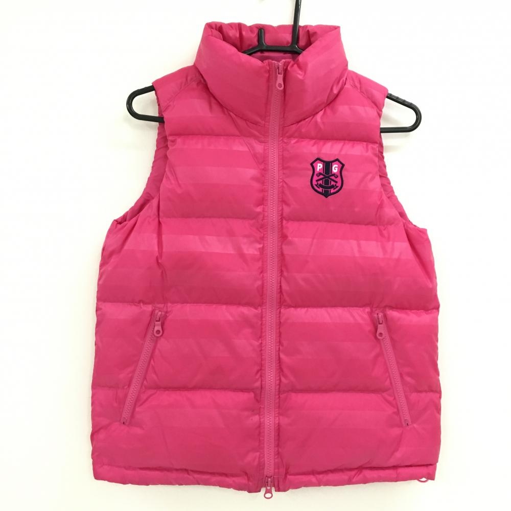 パーリーゲイツ ダウンベスト ピンク ボーダー地模様 軽量 レディース 0(S) ゴルフウェア PEARLY GATES