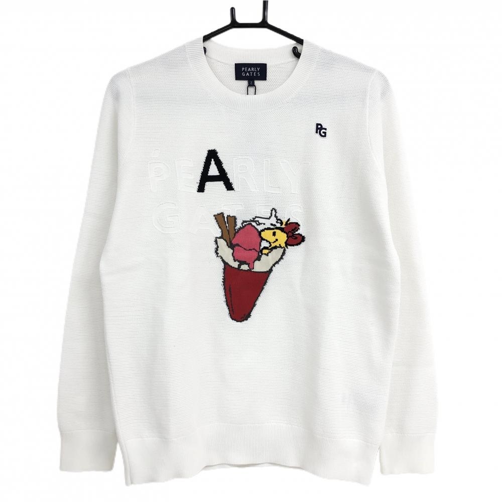 【新品】パーリーゲイツ×PEANUTS セーター 白 スヌーピー 関東エリア限定  レディース 2(L) ゴルフウェア 2024年モデル PEARLY GATES