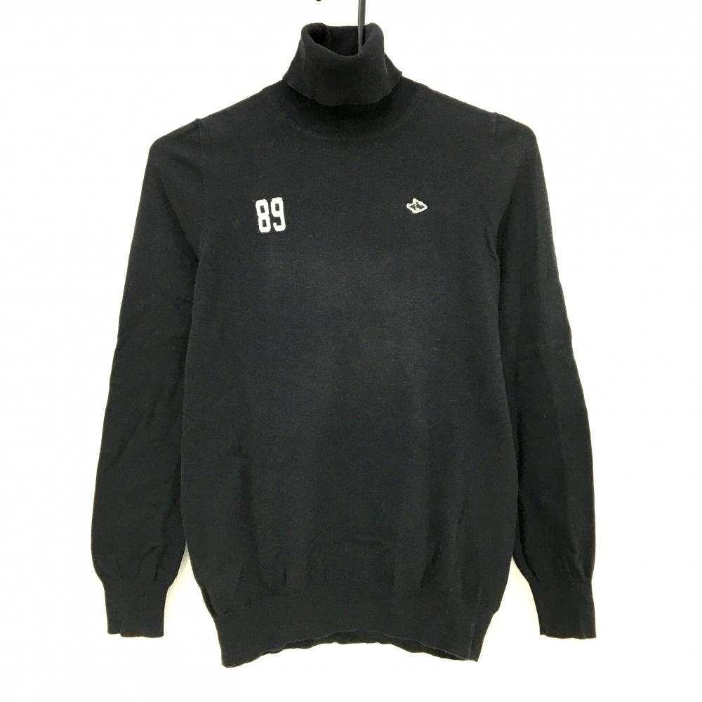 パーリーゲイツ タートルネックセーター 黒 背ロゴ コットン混 ニット レディース 0(S) ゴルフウェア PEARLY GATES