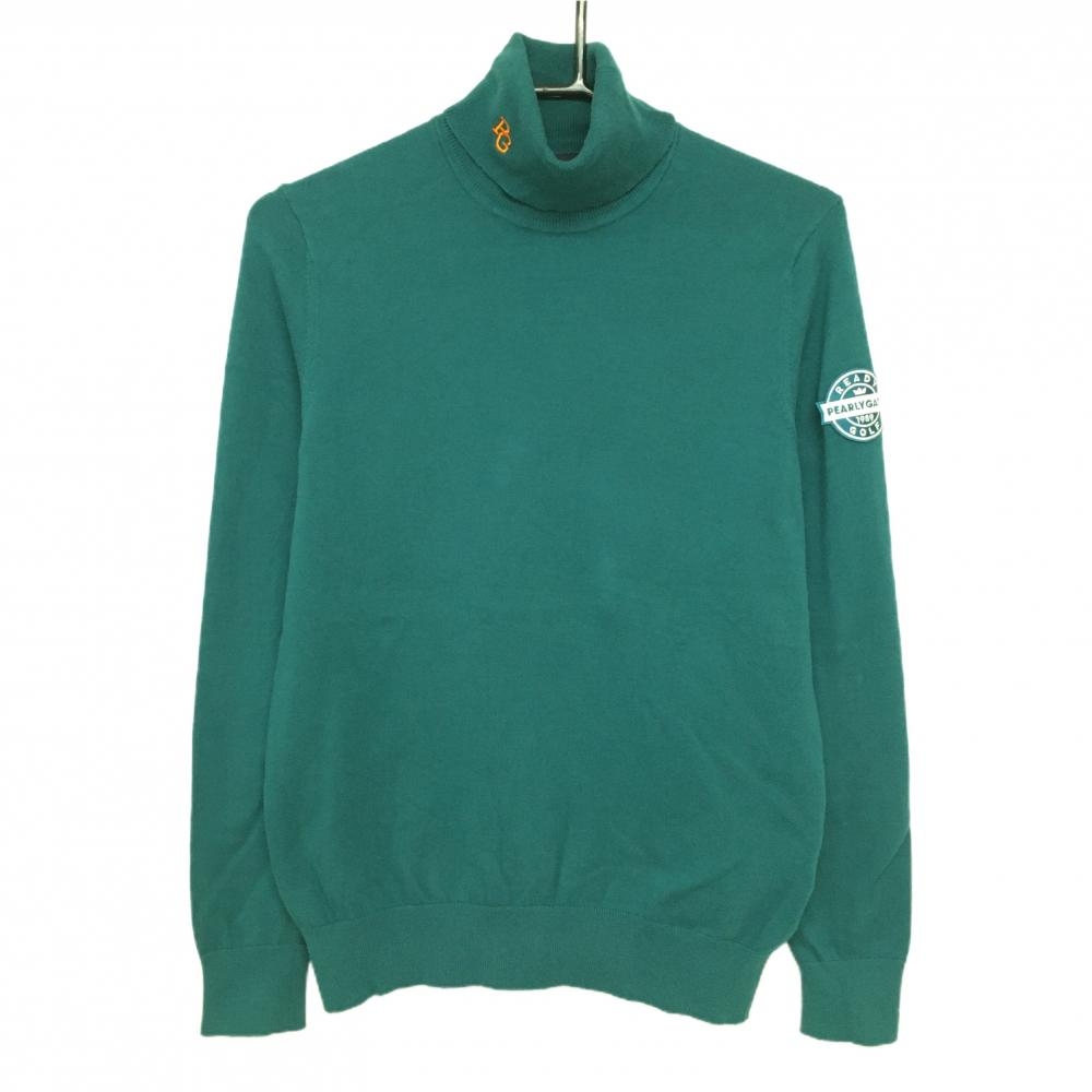 パーリーゲイツ タートルネックセーター ブルーグリーン系 ニット コットン混 ハイネック  レディース 1(M) ゴルフウェア PEARLY GATES