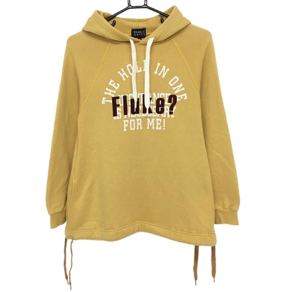 パーリーゲイツ パーカー マスタードイエロー プリントロゴ レディース 0(S) ゴルフウェア PEARLY GATES