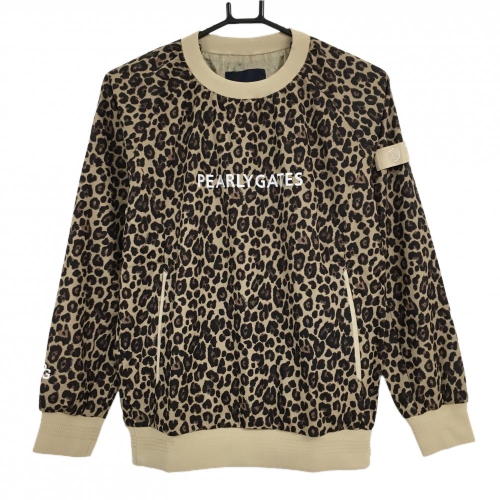 【新品】パーリーゲイツ スニード ベージュ×ダークブラウン レオパード柄 ロゴ刺しゅう  レディース 0(S) ゴルフウェア PEARLY GATES