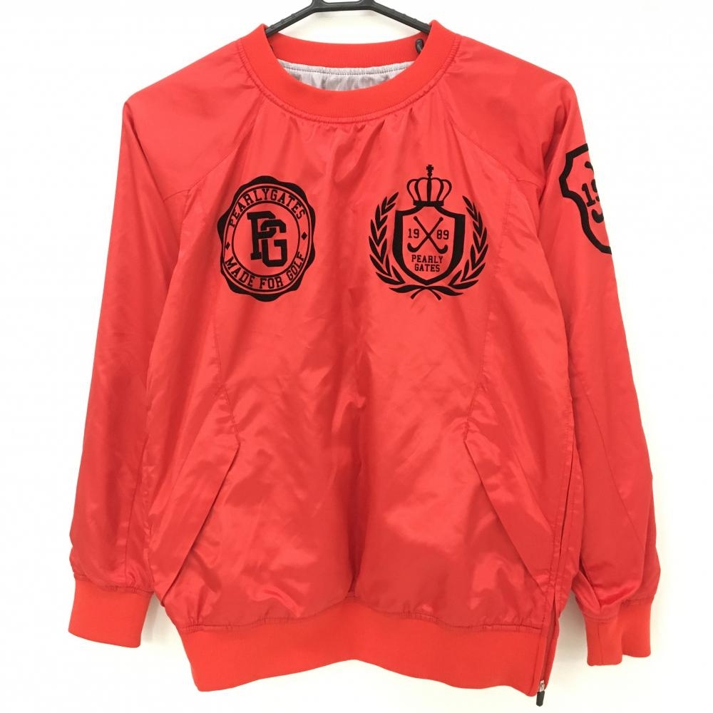 【超美品】パーリーゲイツ スニード レッド×黒 蓄熱裏地 フロッキーロゴ レディース 0(S) ゴルフウェア PEARLY GATES
