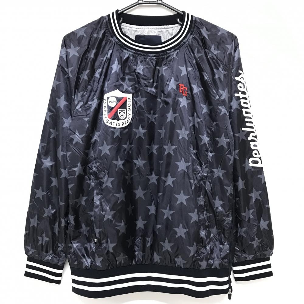 【美品】パーリーゲイツ スニード ネイビー×グレー 星総柄 蓄熱裏地 ブルゾン レディース 2(L) ゴルフウェア PEARLY GATES