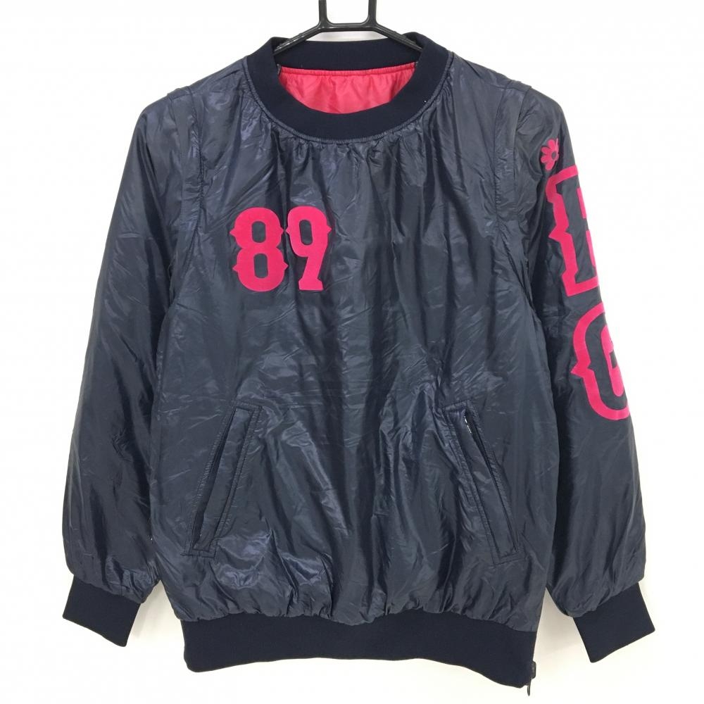 パーリーゲイツ 中綿リバーシブルスニード ネイビー×ピンク 袖着脱可 ブルゾン レディース 0(S) ゴルフウェア PEARLY GATES