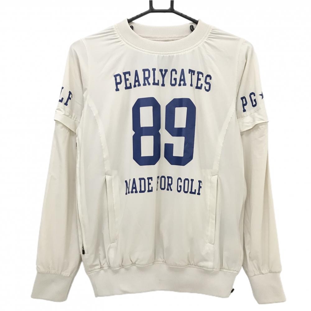 【美品】パーリーゲイツ 2WAYスニード ライトベージュ×ネイビー 裏地メッシュ 袖着脱可  レディース 0(S) ゴルフウェア PEARLY GATES