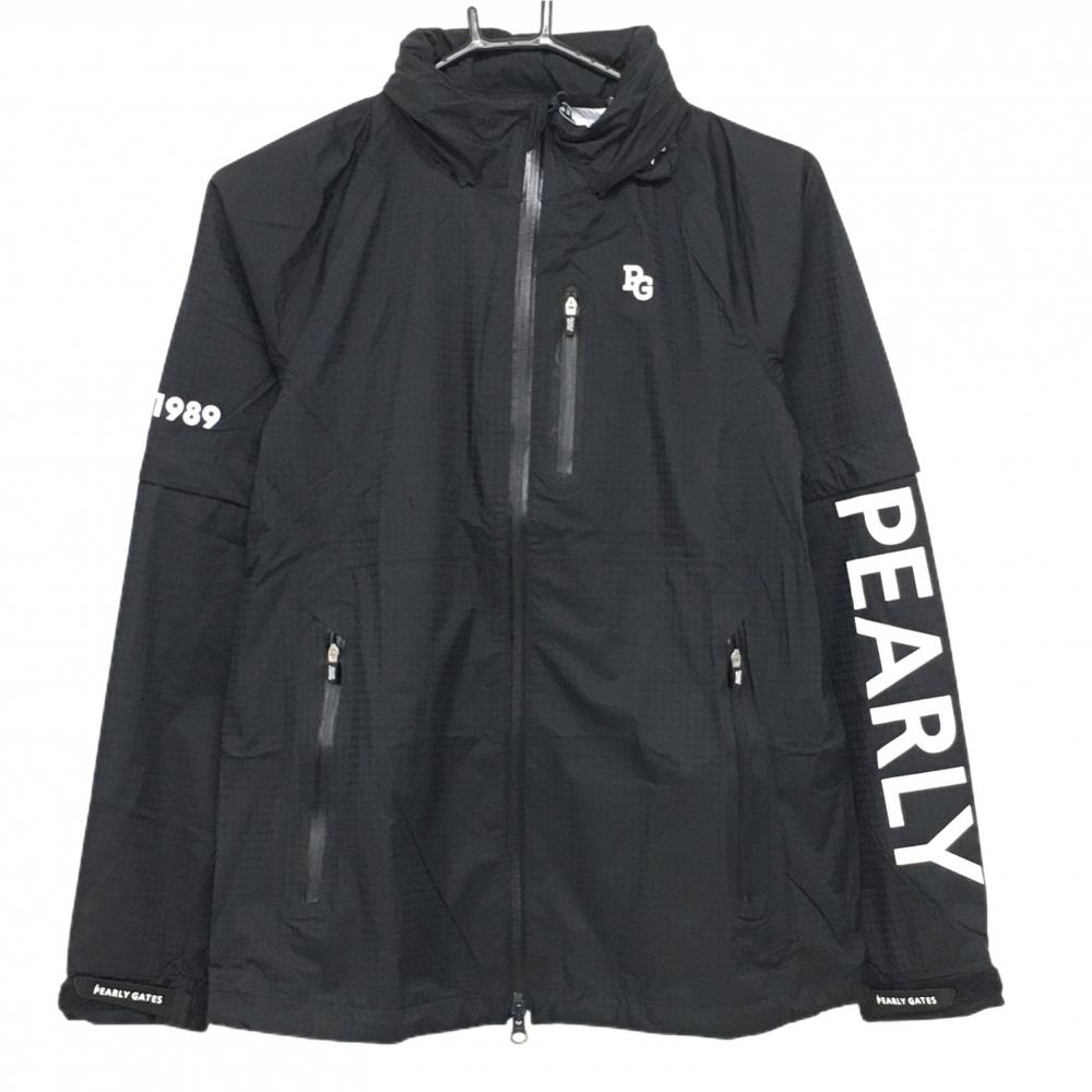 【新品】パーリーゲイツ 2WAYレインジャケット ダークネイビー×白 地模様 袖着脱可  レディース 0(S) ゴルフウェア PEARLY GATES