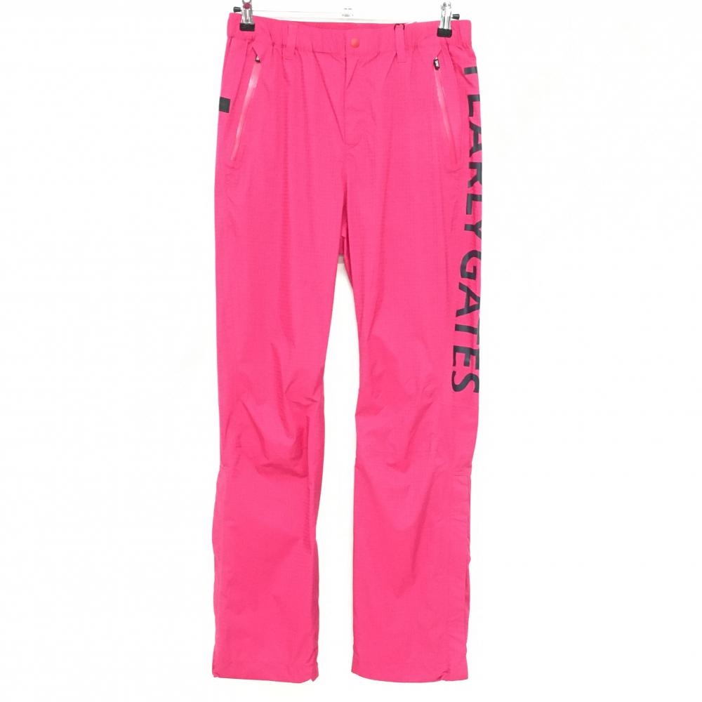 【新品】パーリーゲイツ レインパンツ ピンク×ネイビー 地模様 サイドロゴプリント  レディース 1(M) ゴルフウェア PEARLY GATES