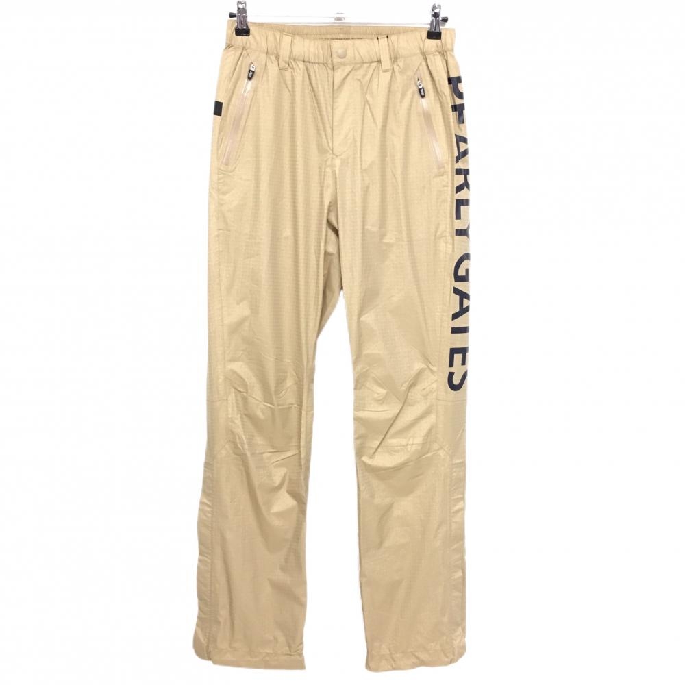【新品】パーリーゲイツ レインパンツ ベージュ×ネイビー 地模様 サイドロゴプリント レディース 1(M) ゴルフウェア PEARLY GATES