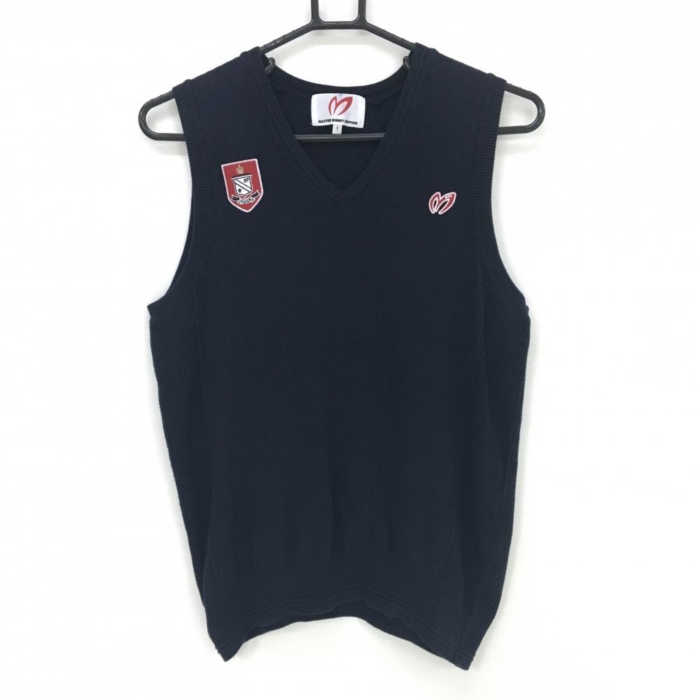 パーリーゲイツ ニットベスト ネイビー Vネック コットン100％ レディース 1(M) ゴルフウェア PEARLY GATES