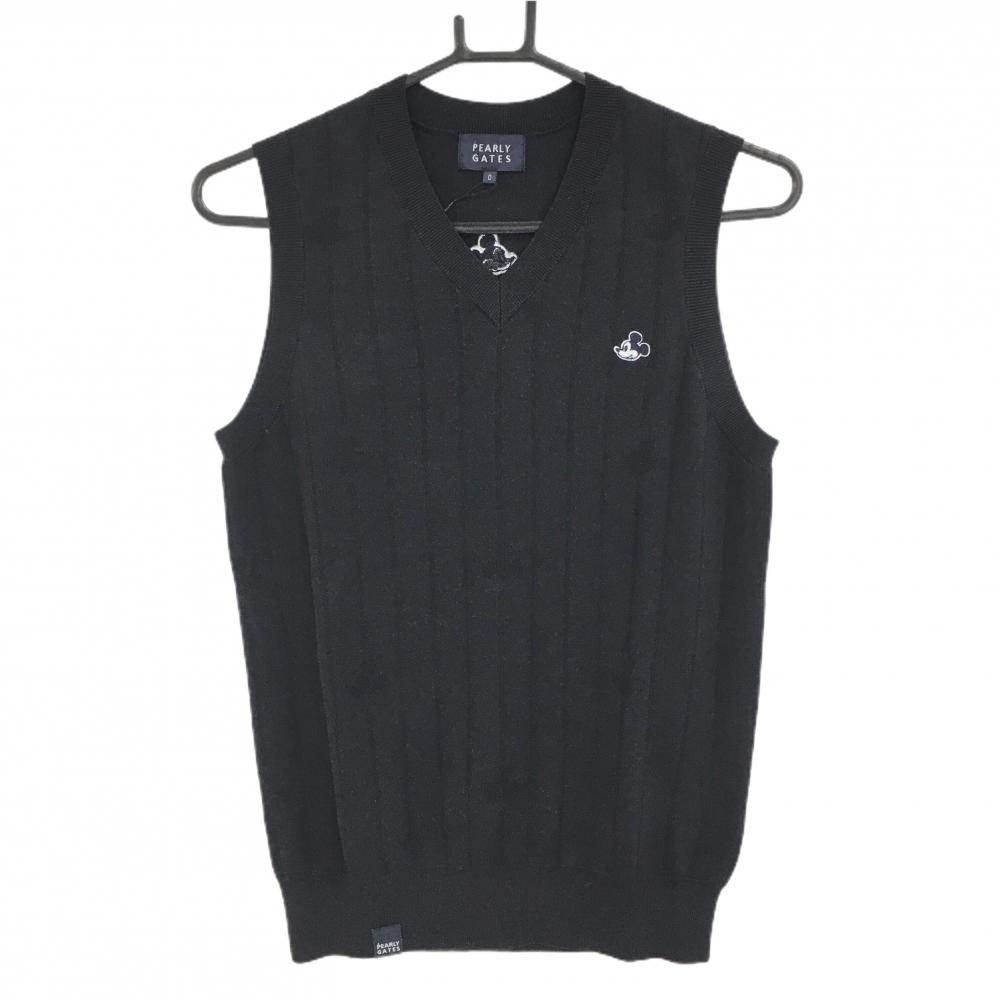 【新品】パーリーゲイツ×Disney ニットベスト ダークネイビー×白 ミッキー刺しゅう レディース 0(S) ゴルフウェア PEARLY GATES