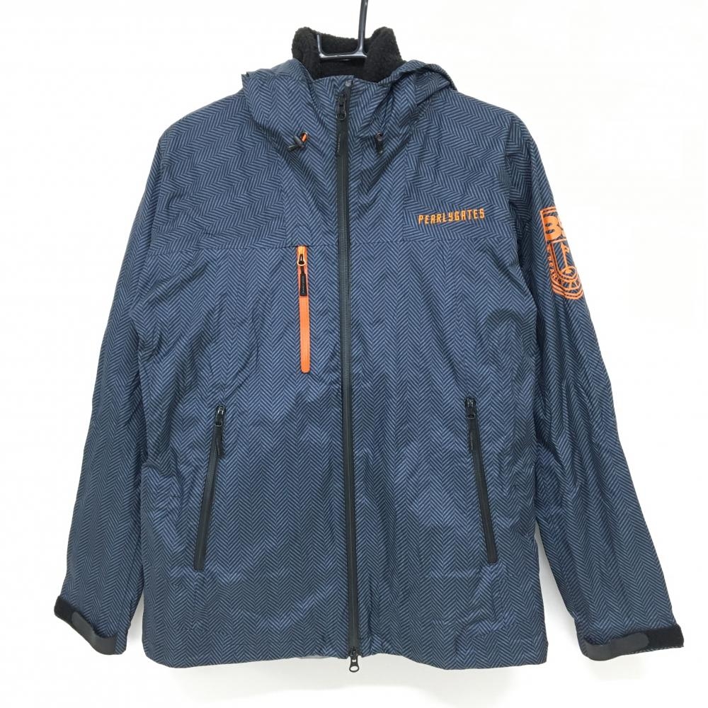 パーリーゲイツ ライナーベスト付ナイロンパーカー 杢ネイビー×黒 ヘリンボーン  レディース 2(L) ゴルフウェア PEARLY GATES