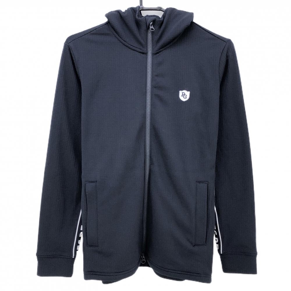 【美品】パーリーゲイツ ジップパーカー ネイビー 袖下・サイドロゴライン レディース 1(M) ゴルフウェア PEARLY GATES
