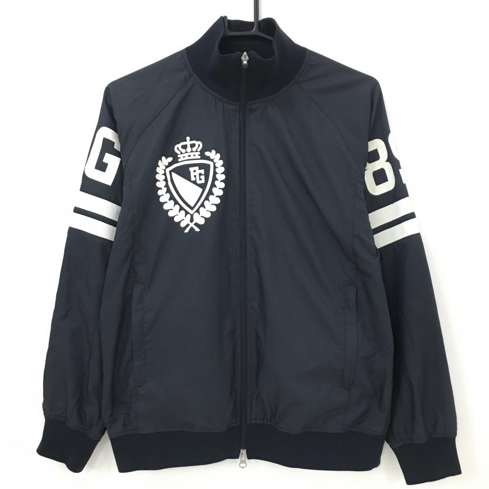 【美品】パーリーゲイツ ジャケットブルゾン ネイビー×白 袖2ライン 蓄熱裏地  レディース 1(M) ゴルフウェア PEARLY GATES