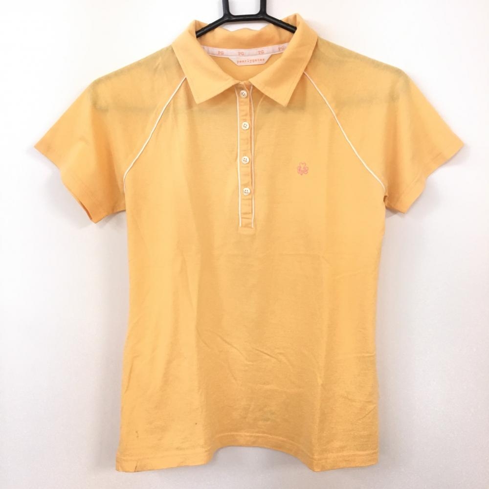 PEARLY GATES パーリーゲイツ 半袖ポロシャツ オレンジ×白 シンプル  レディース 1(Ｍ) ゴルフウェア