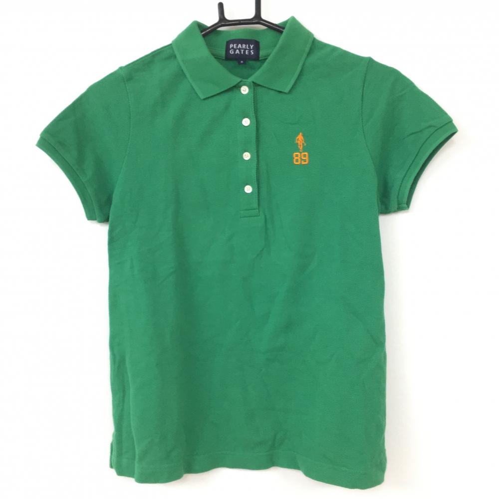 【美品】PEARLY GATES パーリーゲイツ 半袖ポロシャツ グリーン コットン100％ バックロゴ  レディース 0(S) ゴルフウェア 画像