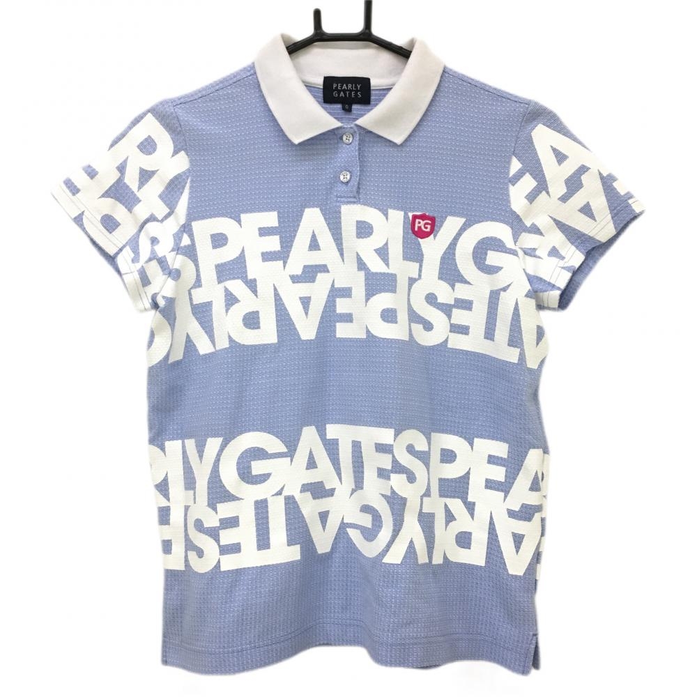 パーリーゲイツ 半袖ポロシャツ ライトブルー ビッグロゴ レディース 0(S) ゴルフウェア PEARLY GATES