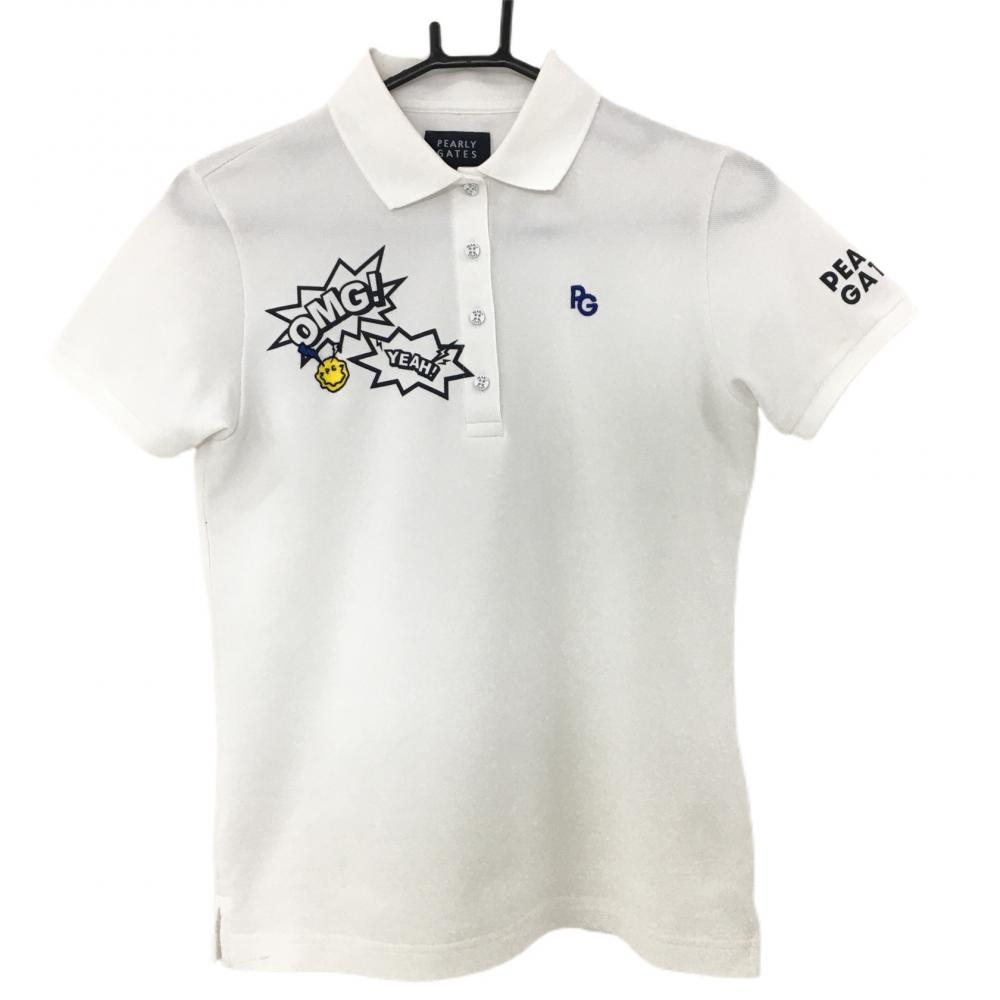 パーリーゲイツ 半袖ポロシャツ 白 ニコちゃん TOKE NICOシリーズ レディース 0(S) ゴルフウェア 2022年モデル PEARLY GATES