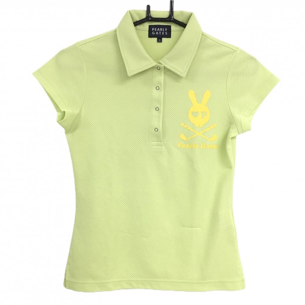パーリーゲイツ 半袖ポロシャツ ライトグリーンスナップボタン 後ビッグプリント レディース 0(S) ゴルフウェア PEARLY GATES