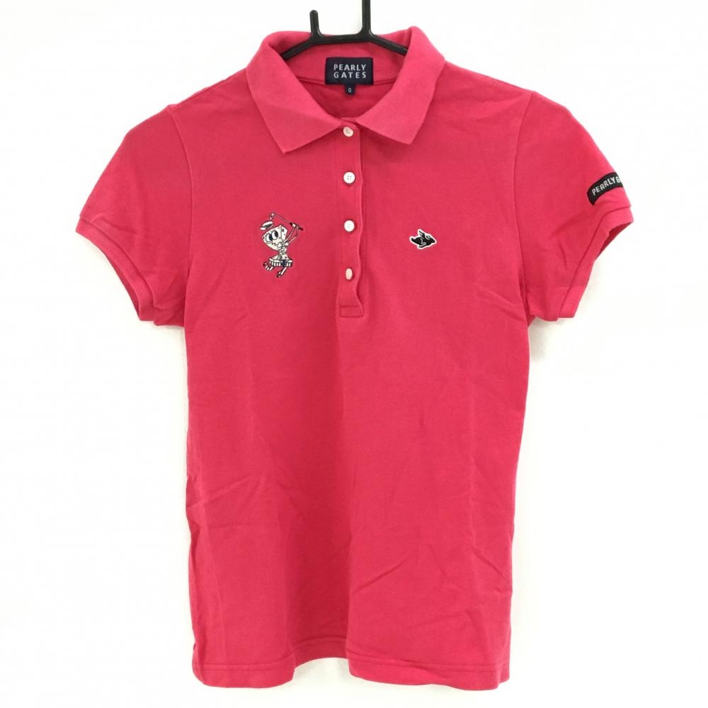 パーリーゲイツ×スポンジボブ 半袖ポロシャツ レッド コットン100％ レディース 0(S) ゴルフウェア PEARLY GATES