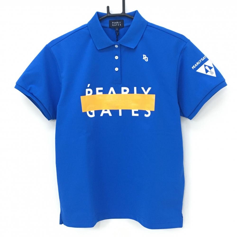 【新品】パーリーゲイツ 半袖ポロシャツ ブルー×白 フロントロゴ TEXBRID レディース 1(M) ゴルフウェア 2024年モデル PEARLY GATES