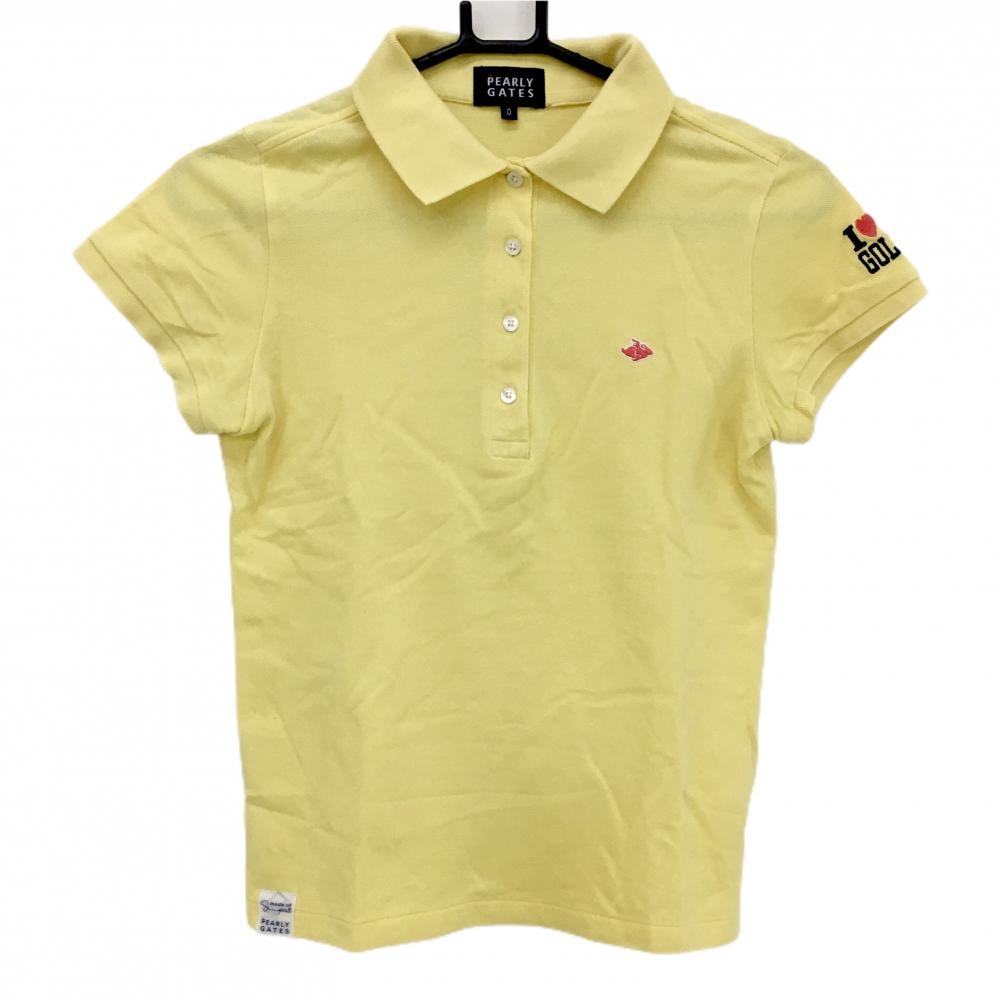 パーリーゲイツ 半袖ポロシャツ イエロー×ピンク系 胸ロゴ レディース 0(S) ゴルフウェア PEARLY GATES