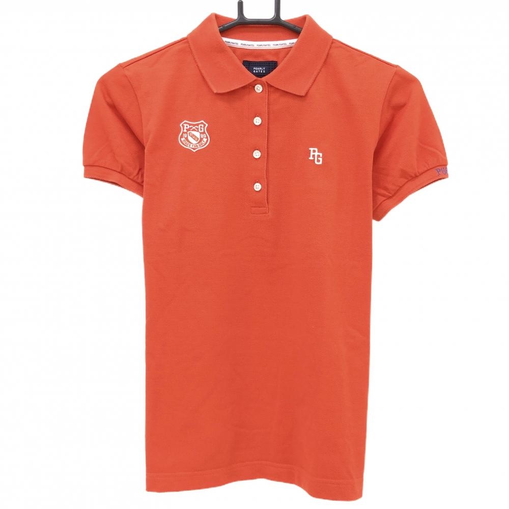 パーリーゲイツ 半袖ポロシャツ オレンジ ロゴ刺しゅう レディース 1(M) ゴルフウェア PEARLY GATES