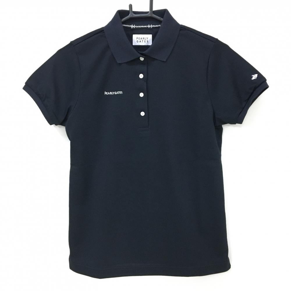 【新品】パーリーゲイツ 半袖ポロシャツ ダークネイビー ロゴ刺しゅう シンプル レディース 0(S) ゴルフウェア PEARLY GATES
