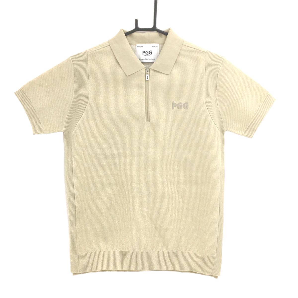 【美品】PGGパーリーゲイツ 半袖ニットポロシャツ ベージュ  レディース 0(S) ゴルフウェア 2024年モデル PEARLY GATES