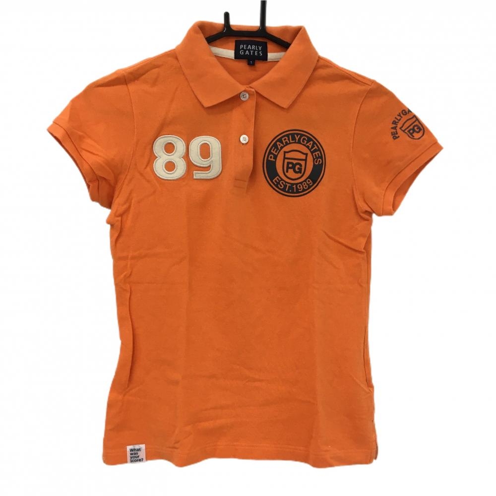 パーリーゲイツ 半袖ポロシャツ オレンジ ロゴ レディース 1(M) ゴルフウェア PEARLY GATES