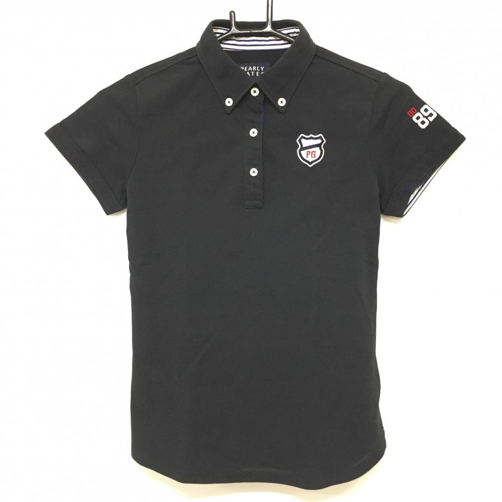 パーリーゲイツ 半袖ポロシャツ ネイビー ボタンダウン ロゴ刺しゅう レディース 0(S) ゴルフウェア PEARLY GATES