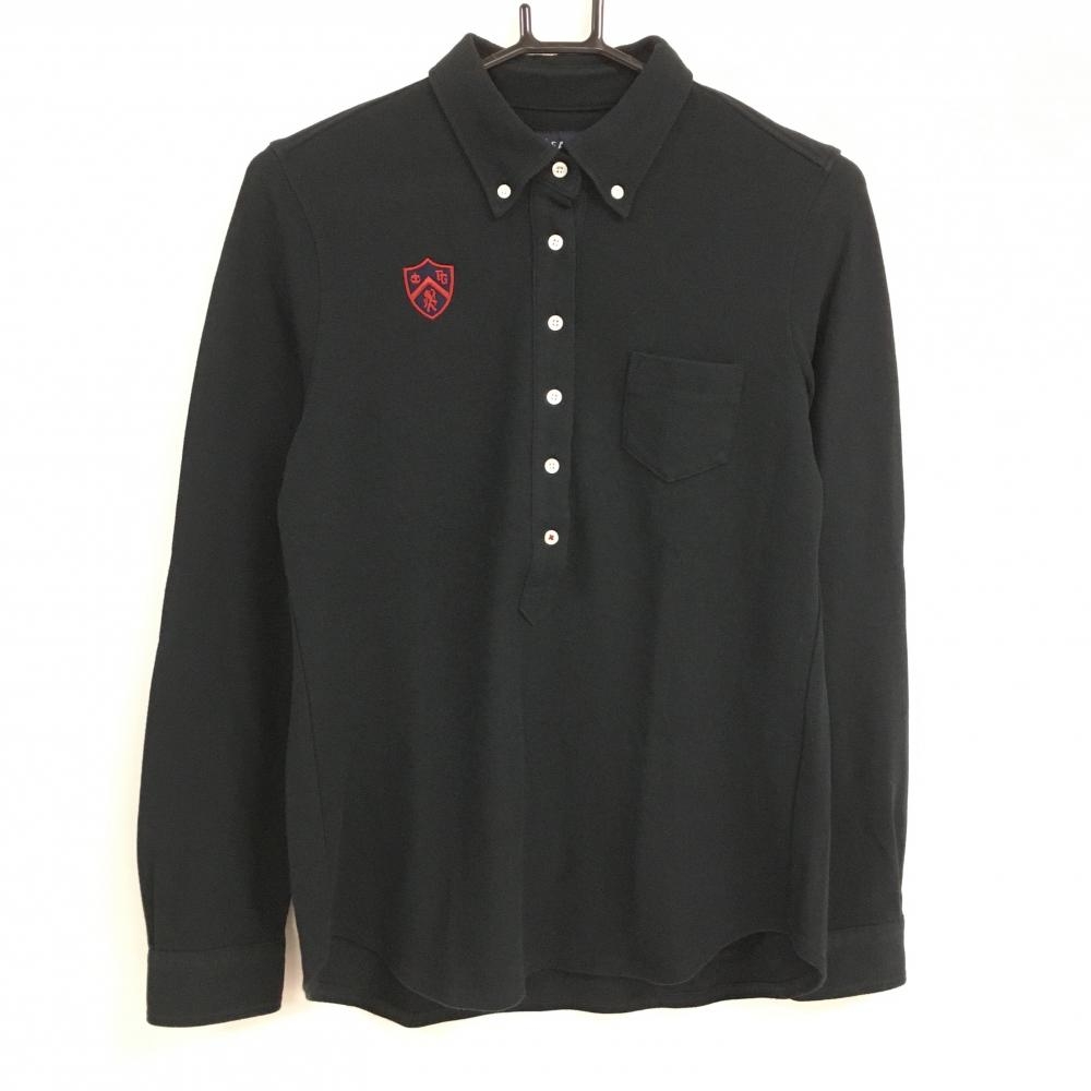 パーリーゲイツ 長袖ポロシャツ 黒 ボタンダウン 胸ポケット  レディース 2(L) ゴルフウェア PEARLY GATES