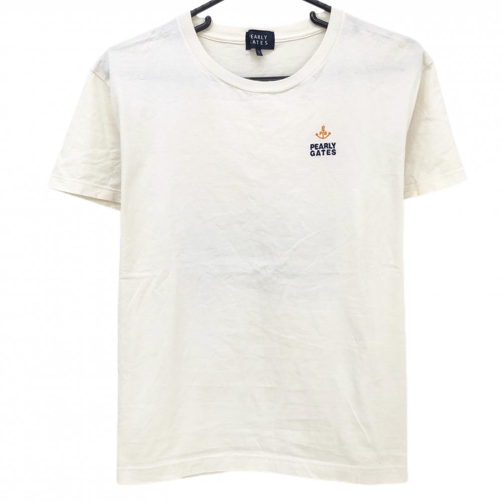 パーリーゲイツ Tシャツ 白 背面ビッグロゴ ネック・袖下・肩汚れ レディース 1(M) ゴルフウェア 非売品 PEARLY GATES