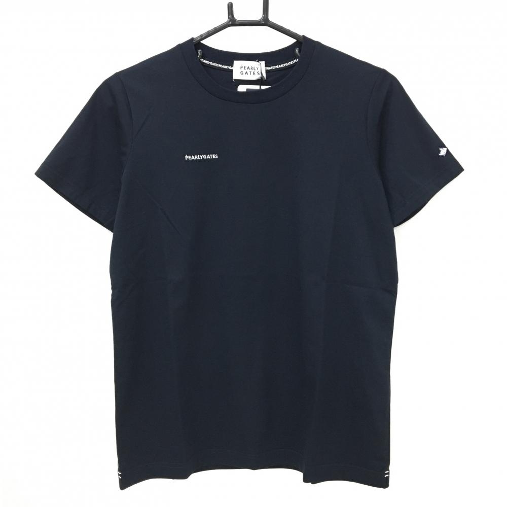 【新品】パーリーゲイツ Tシャツ ネイビー ロゴ刺しゅう シンプル レディース 0(S) ゴルフウェア PEARLY GATES