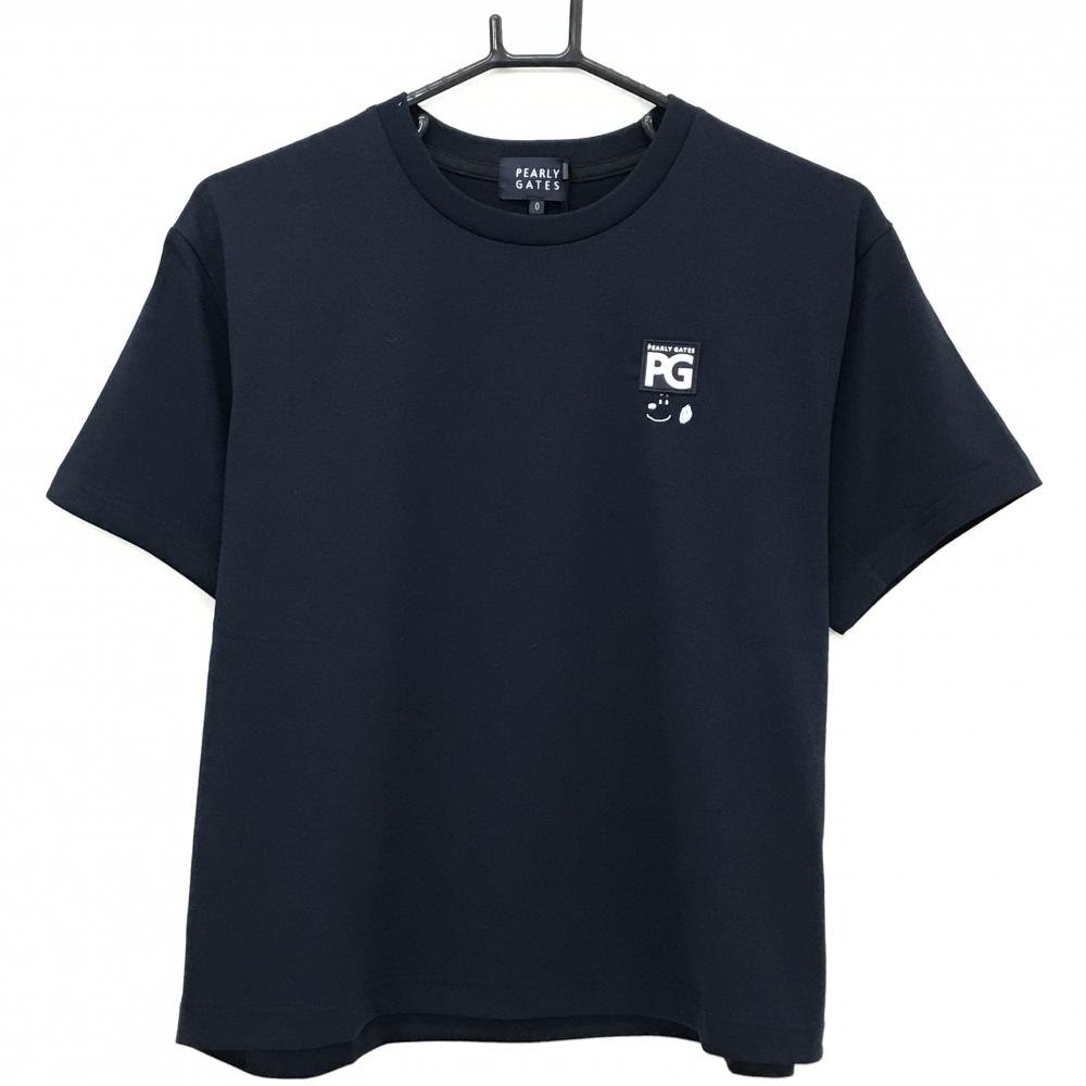 【新品】パーリーゲイツ×PEANUTS Tシャツ ネイビー スヌーピー 背面プリント レディース 0(S) ゴルフウェア 2024年モデル PEARLY GATES