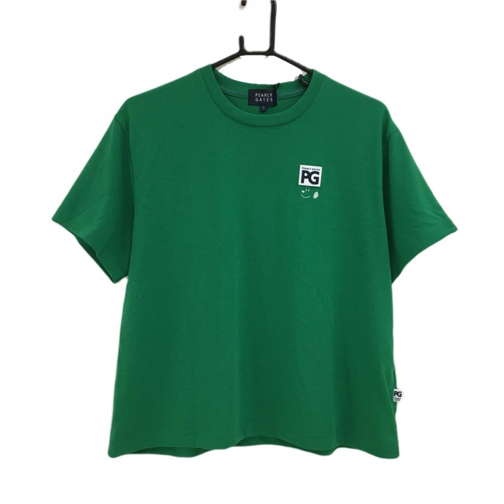 【新品】パーリーゲイツ×PEANUTS Tシャツ グリーン スヌーピー 背面プリント レディース 1(M) ゴルフウェア 2024年モデル PEARLY GATES