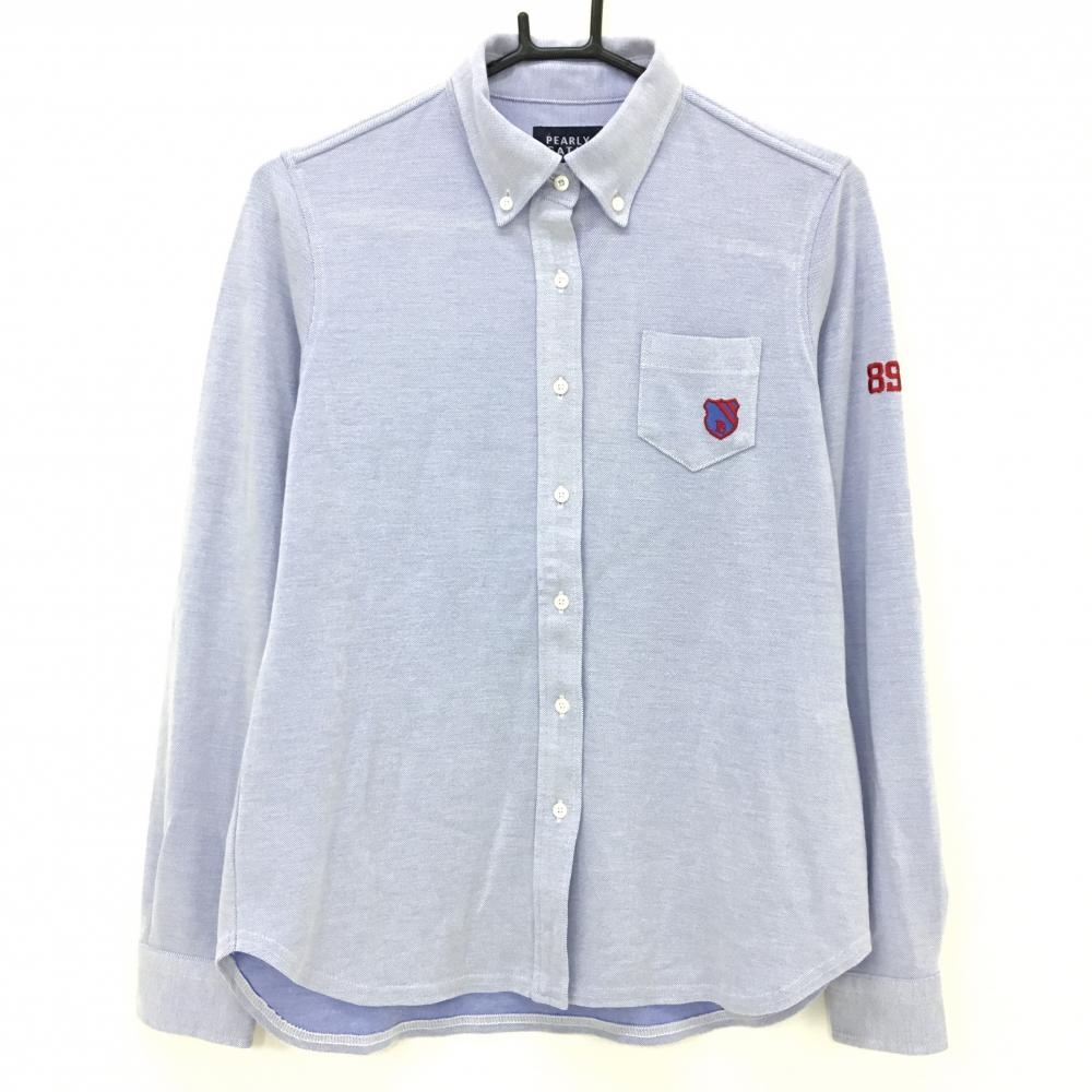 パーリーゲイツ 長袖シャツ ブルー 織生地 ボタンダウン レディース 1(M) ゴルフウェア PEARLY GATES